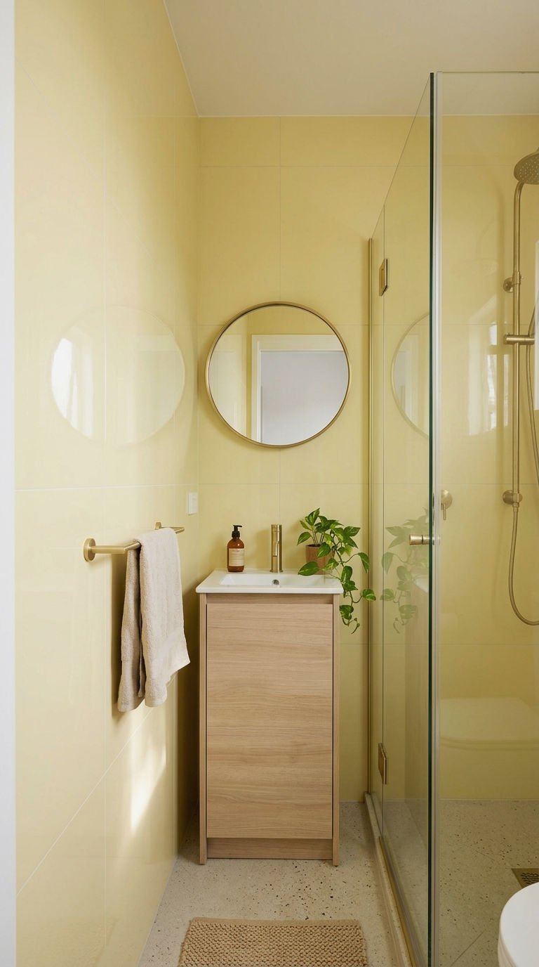 18. Light Yellow Tile for Small Bathrooms