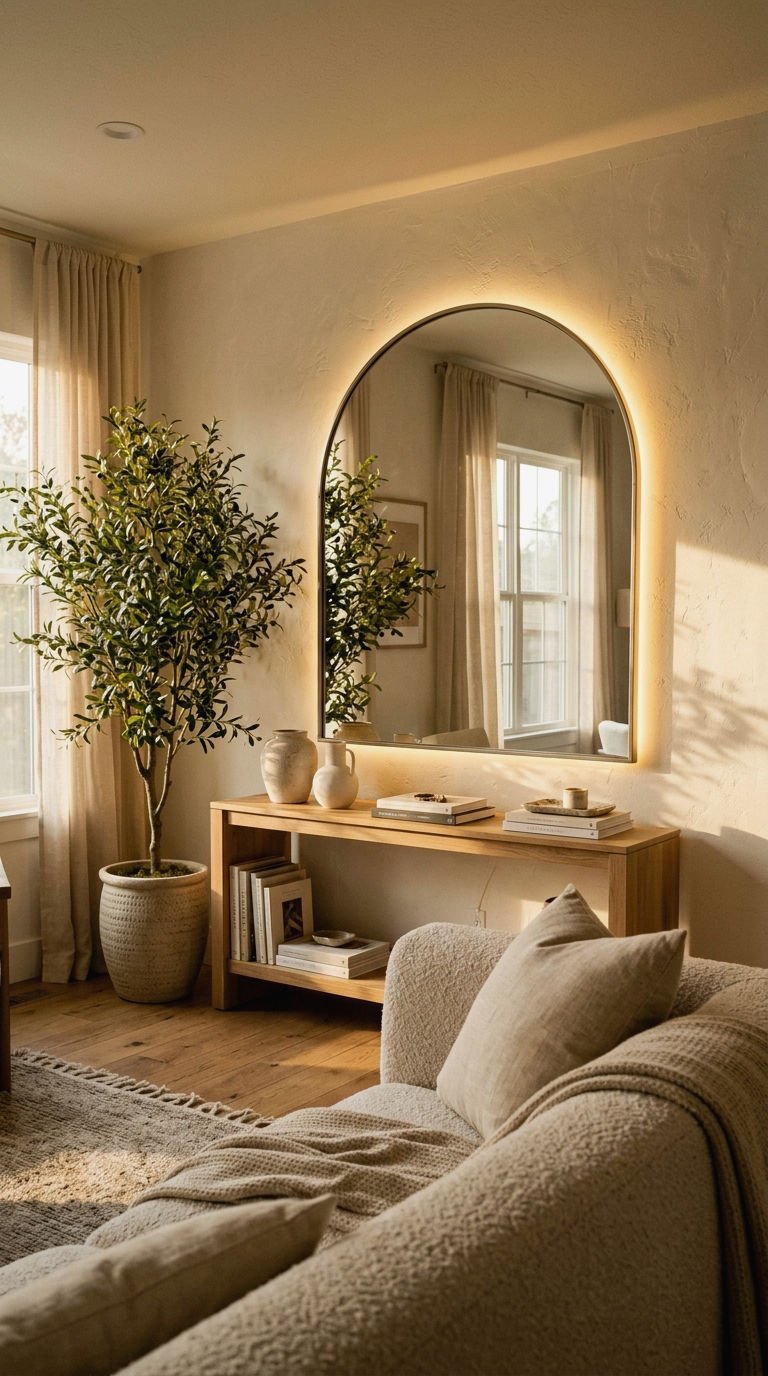 11. Living Room Backlit Mirror Statement