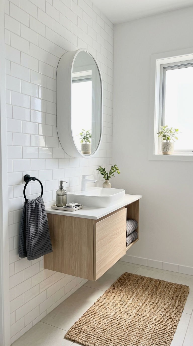 18. Matte White Oval Medicine Cabinet