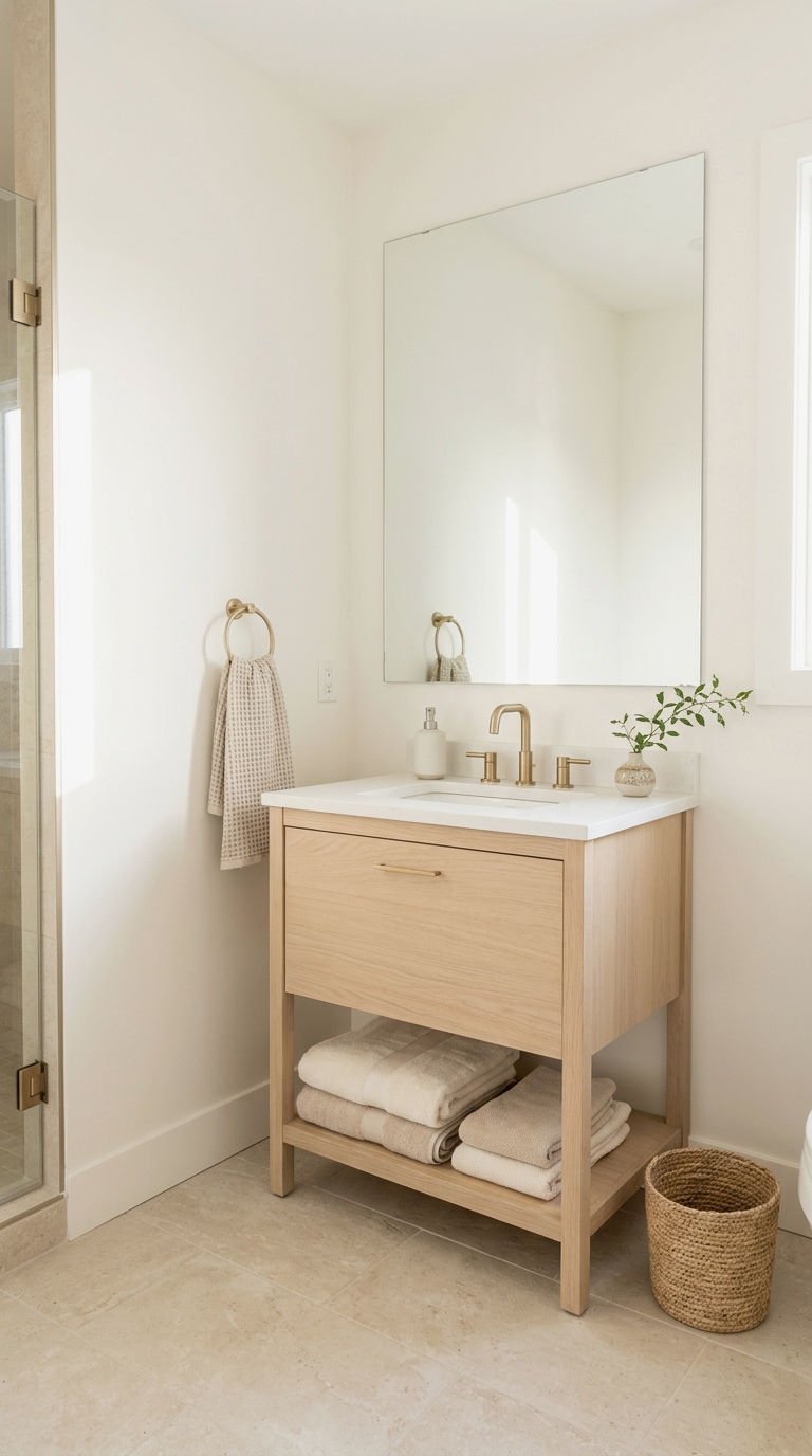 20 Oversized Bathroom Mirror Ideas to Make a Small Bathroom Look Bigger 20 20. Mirror With Light Paint Walls