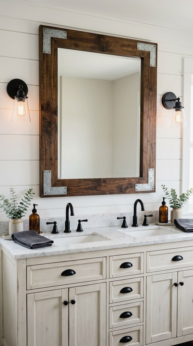 23. Mixed Metal and Wood Farmhouse Mirror