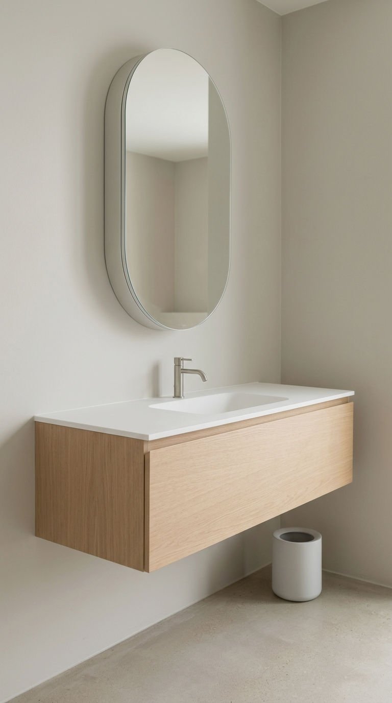 13. Modern Minimalist Oval Mirror Cabinet