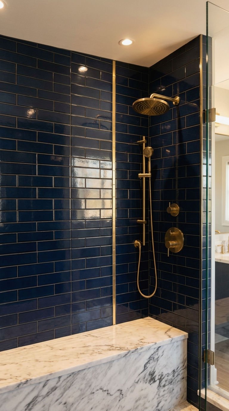 15. Navy Blue Tile With Gold Inlay