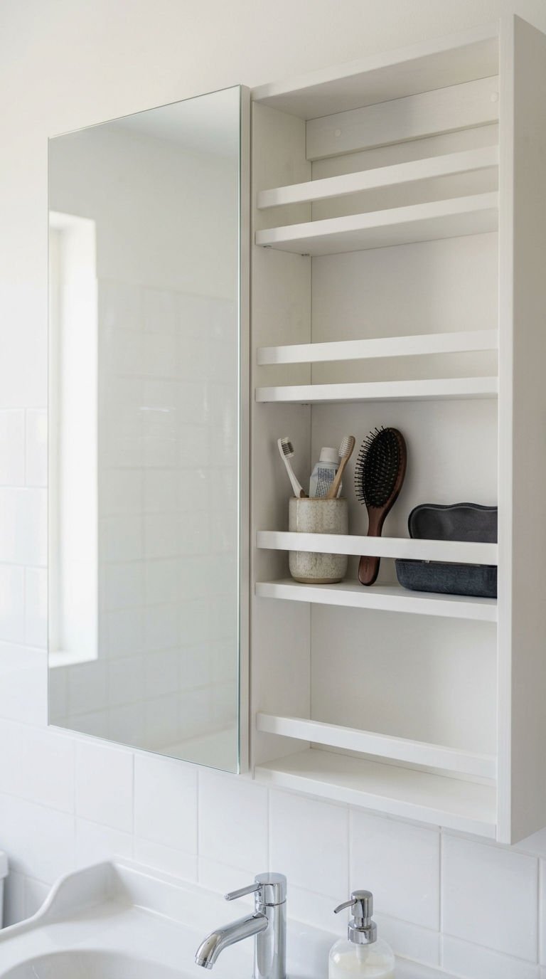 18. Open Side Shelf Mirror Cabinet Combo