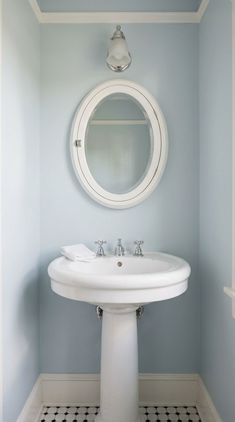 9. Oval Medicine Cabinet Above Pedestal Sink