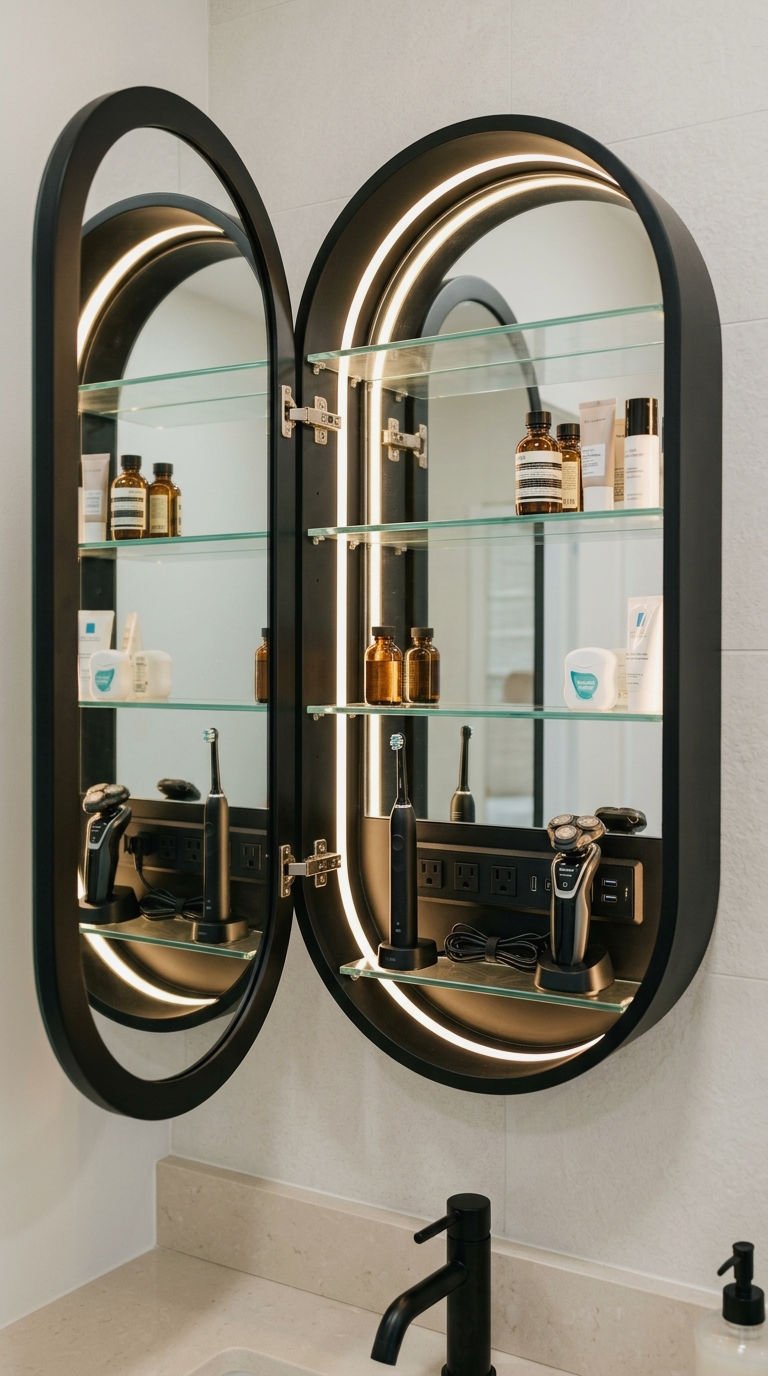 21. Oval Medicine Cabinet With Outlet Strip