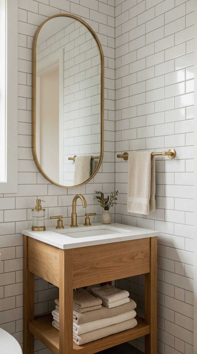 6. Oval Mirror With Brass Look Trim