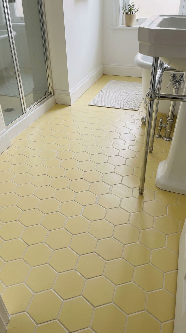 3. Pale Lemon Hexagon Floor Tile