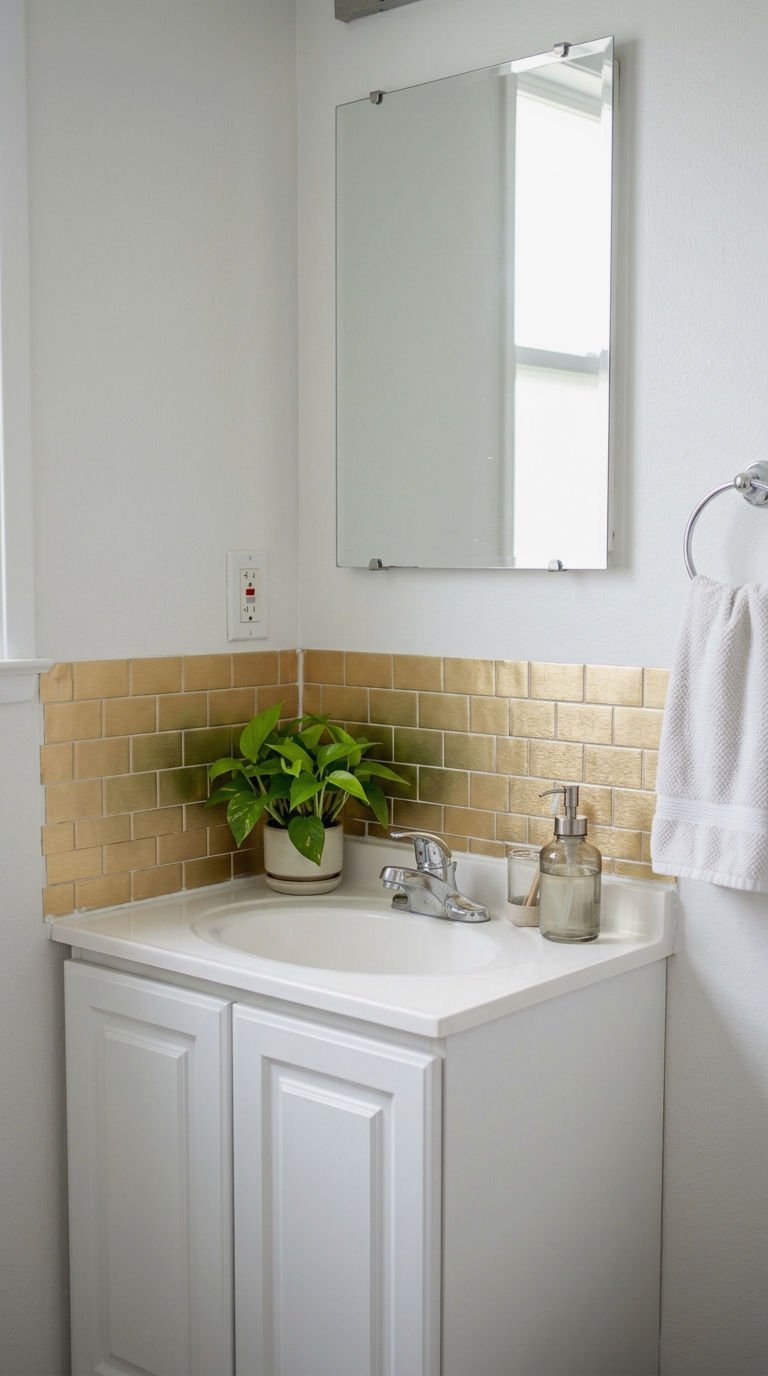14. Peel and Stick Gold Tile for Renters