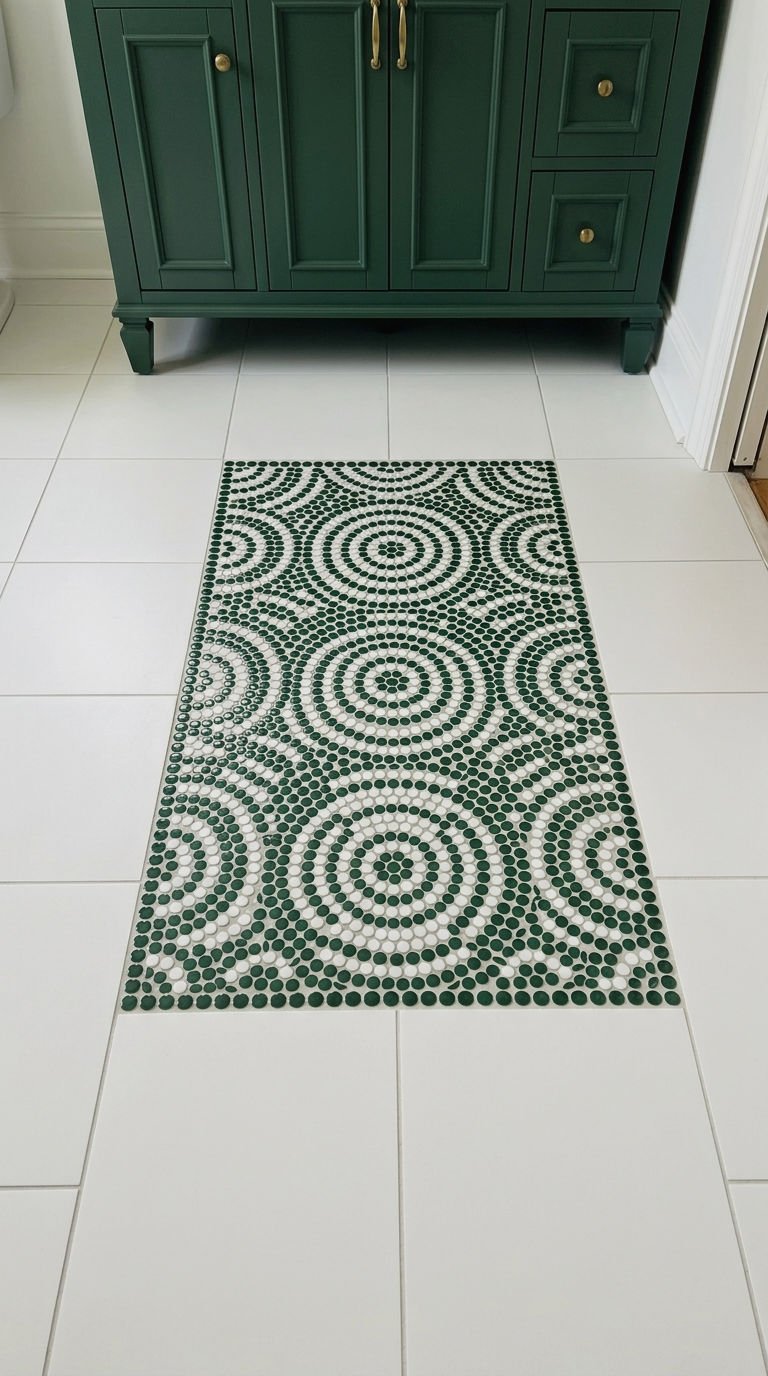 15. Penny Tile Rug Inlay Floor