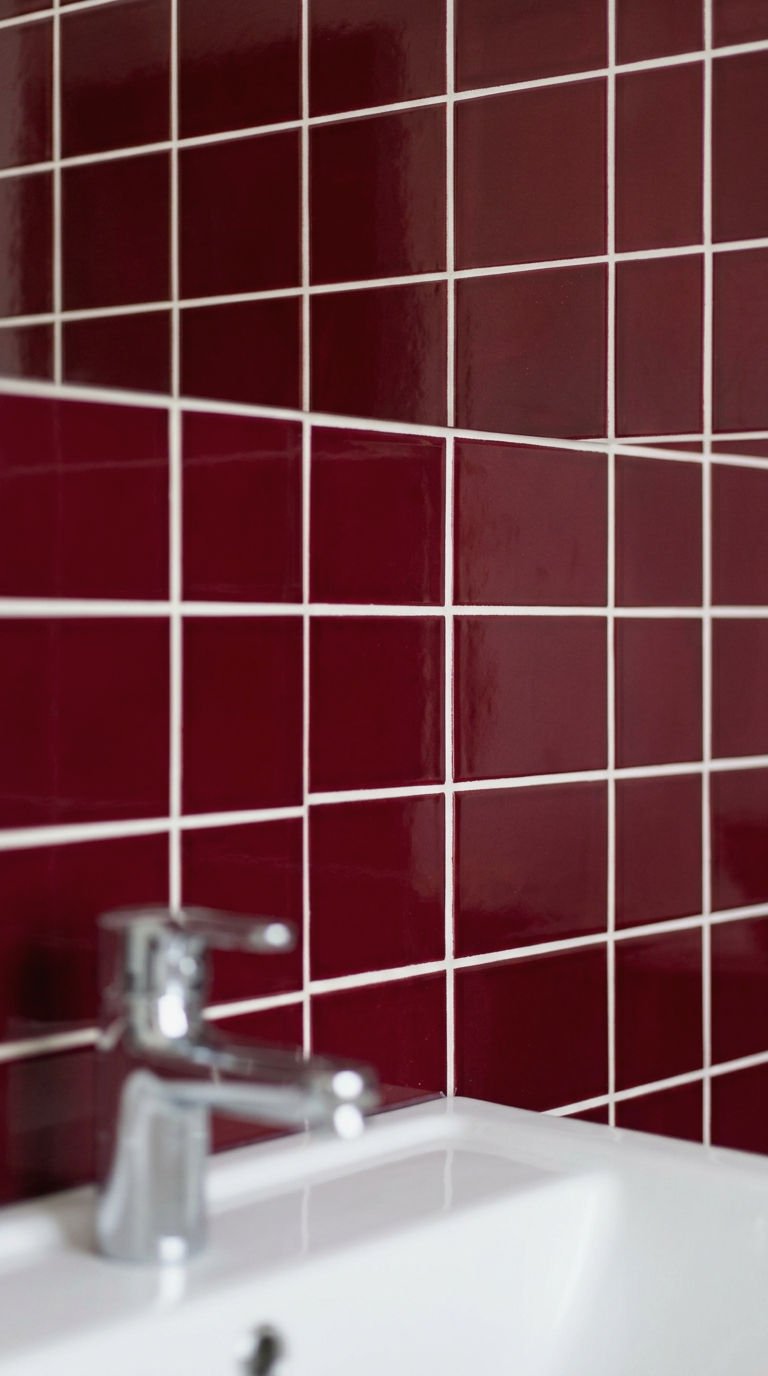 23 Red Bathroom Tile Ideas for a Bold Mediterranean Inspired Space 22 22. Red Tile With White Grout Contrast