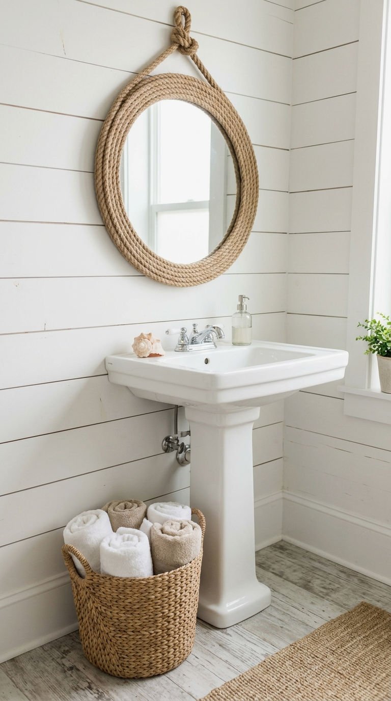 4. Rope Wrapped Mirror for Coastal Charm