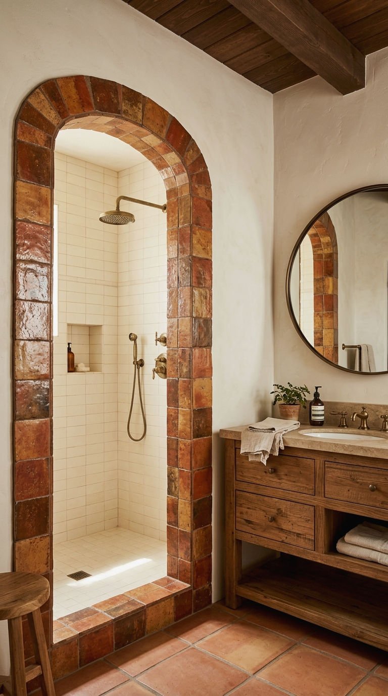 20. Rust Arch Tile Shower Surround