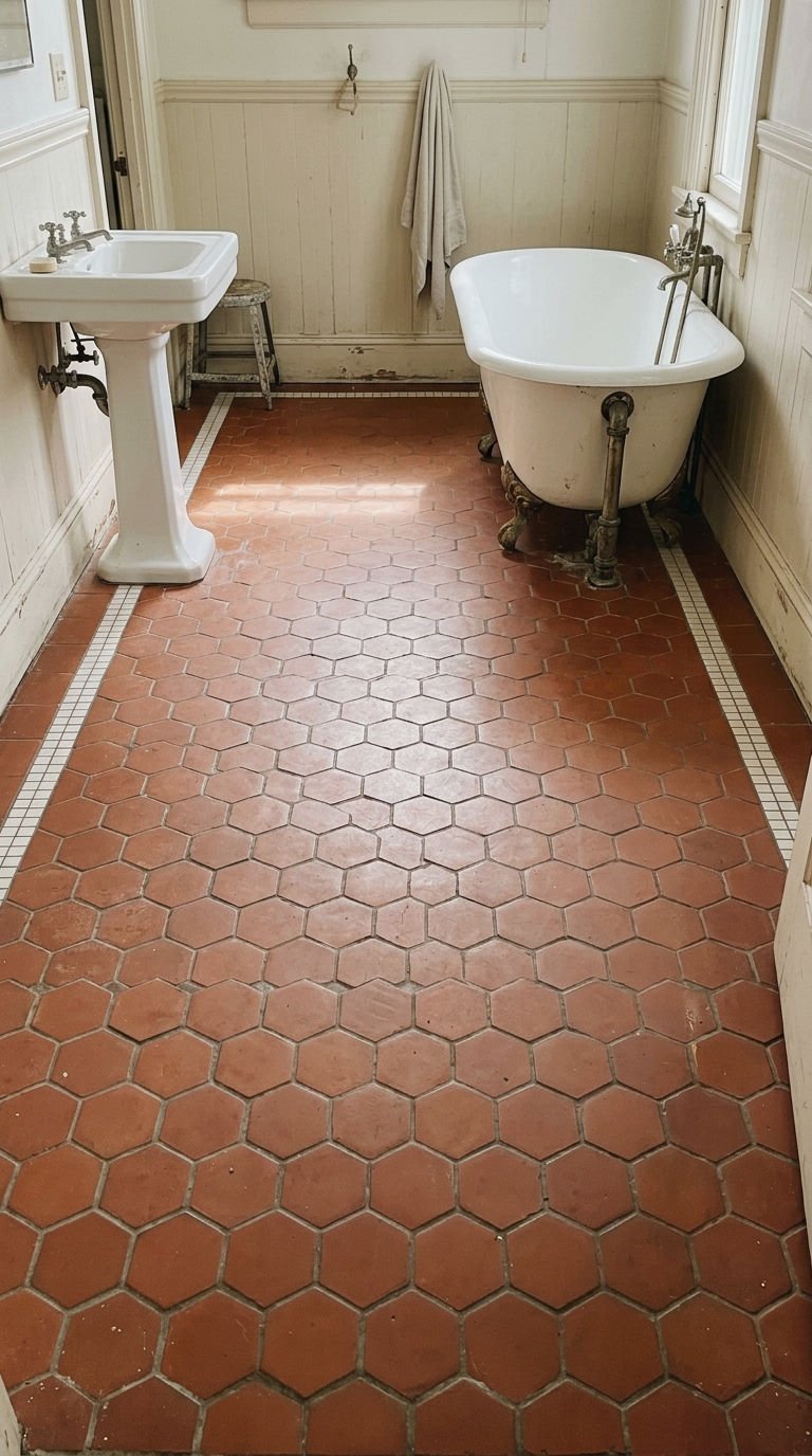 2. Rust Hexagon Tile Vintage Floors