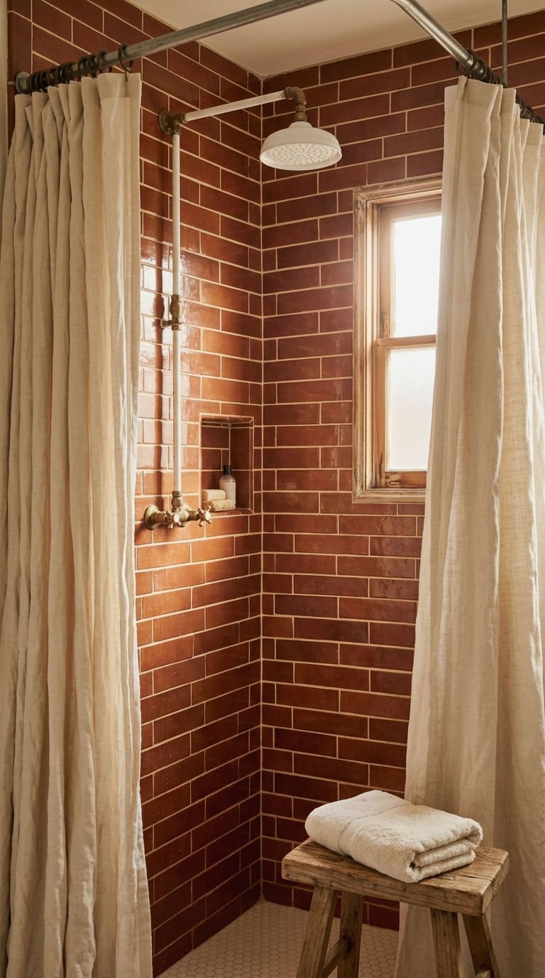 1. Rust Subway Tile for Shower Walls