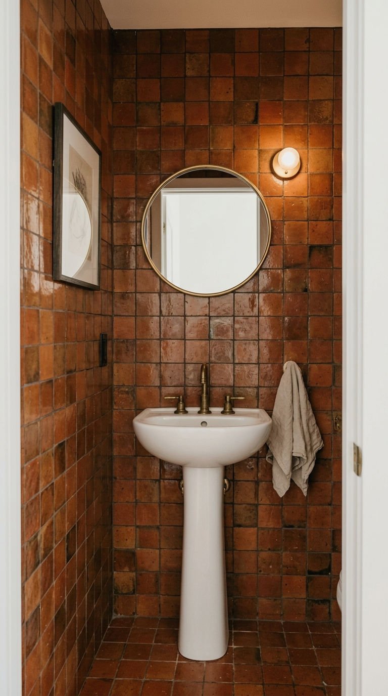 18. Rust Tile in Small Powder Rooms