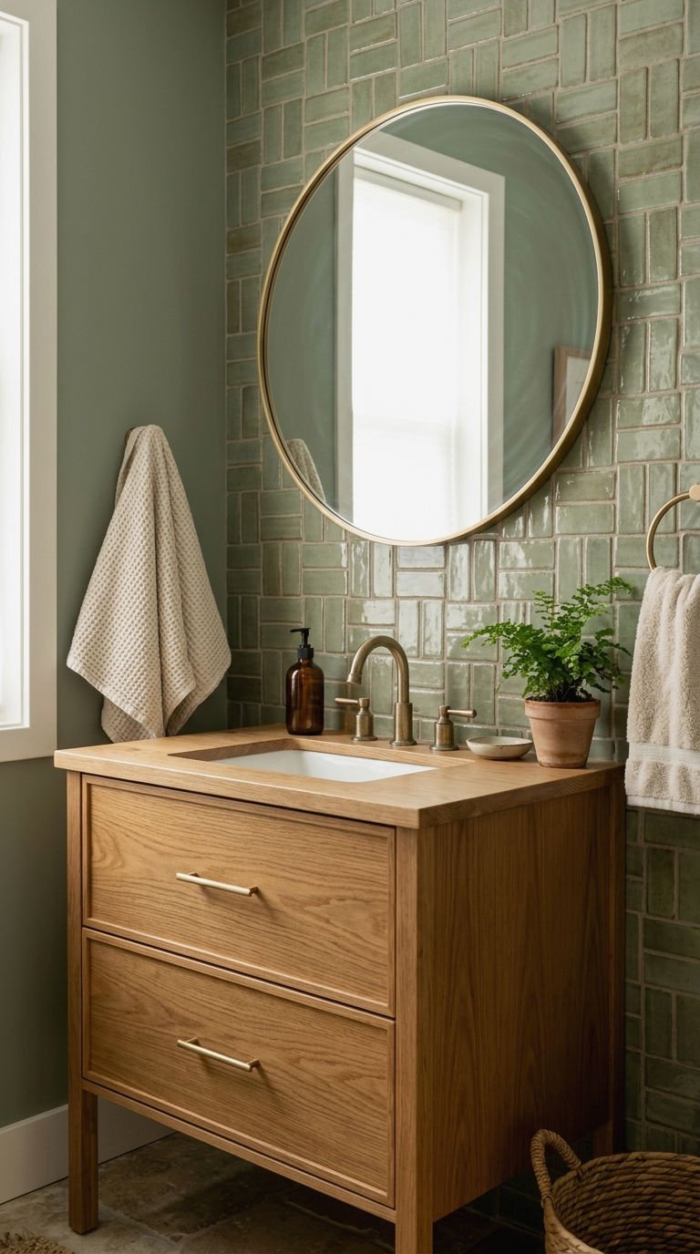 10. Sage Green Basketweave Accent Wall