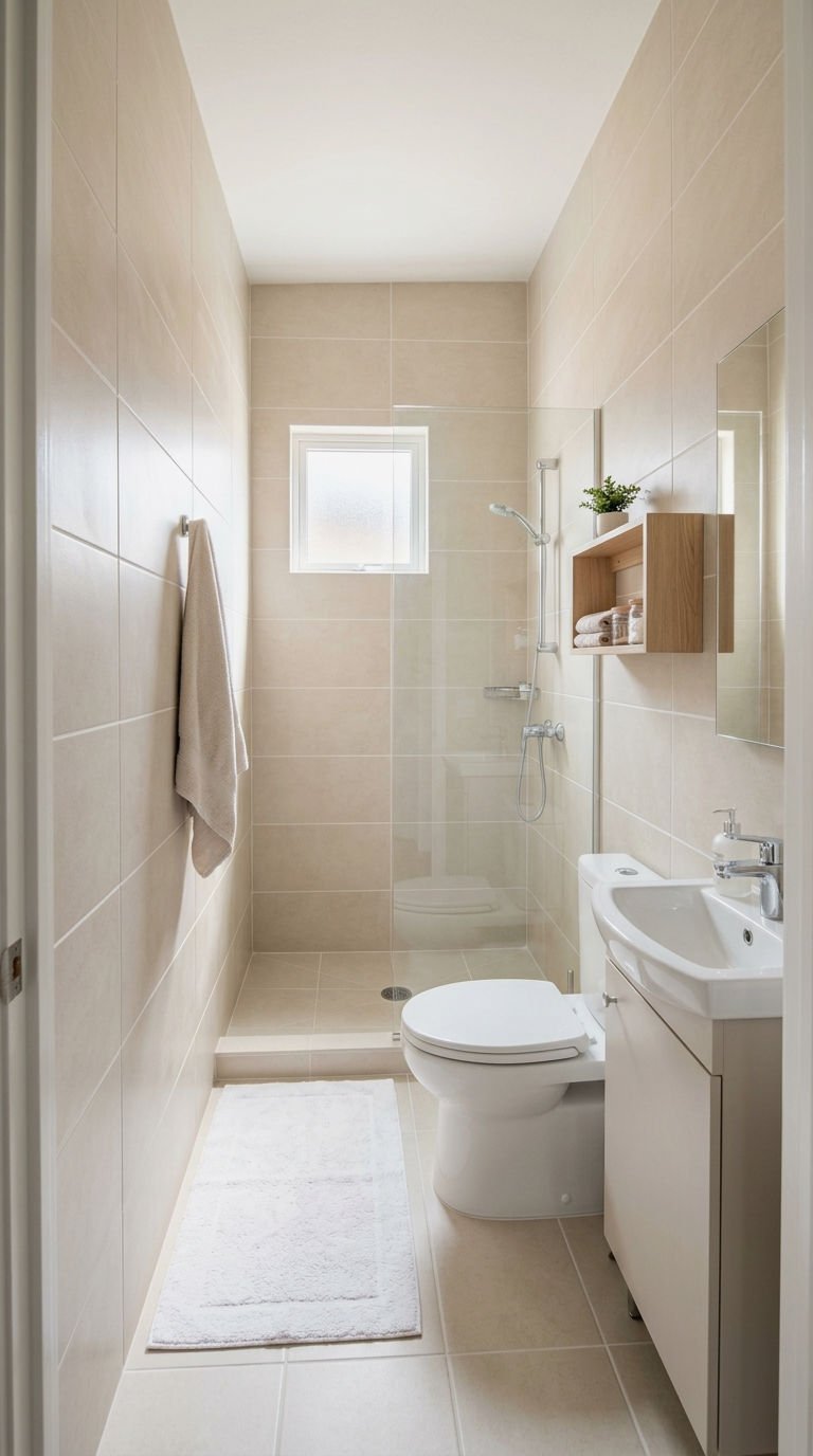 23 Beige Bathroom Tile Ideas for a Warm Neutral Retreat 7 7. Small Bathroom Beige Tile Tricks