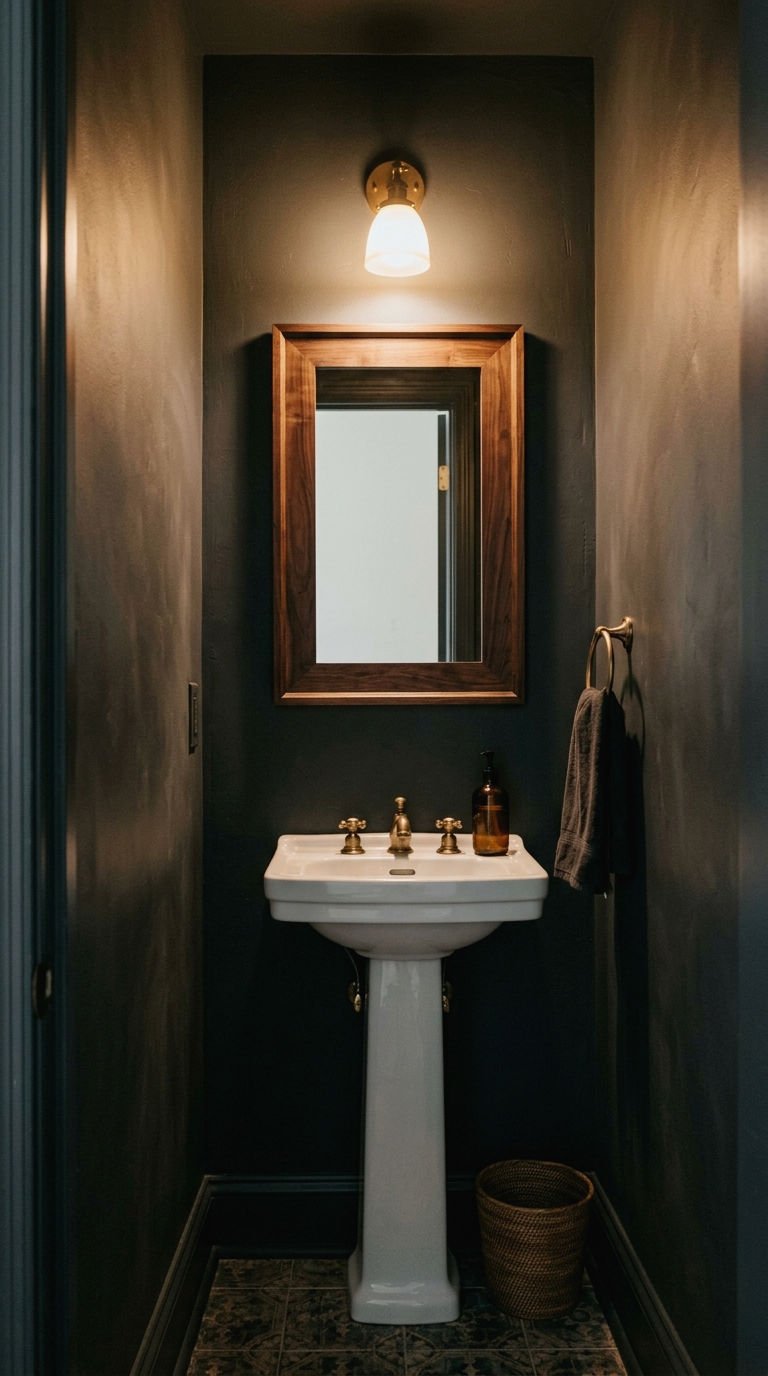 16. Small Powder Room Rustic Mirror