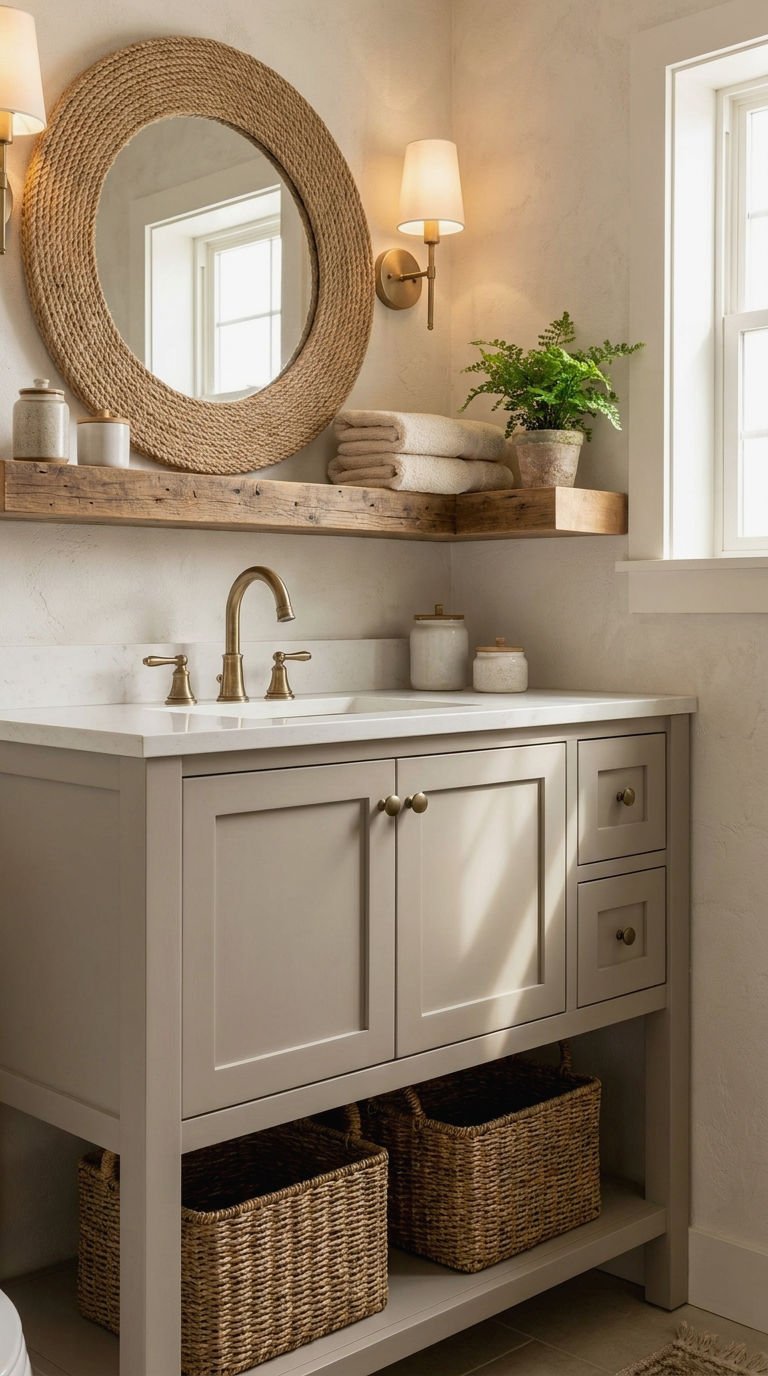 13. Soft Gray Boho Vanity Calm