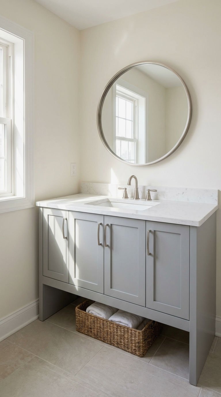 19. Soft Gray Single Sink Vanity