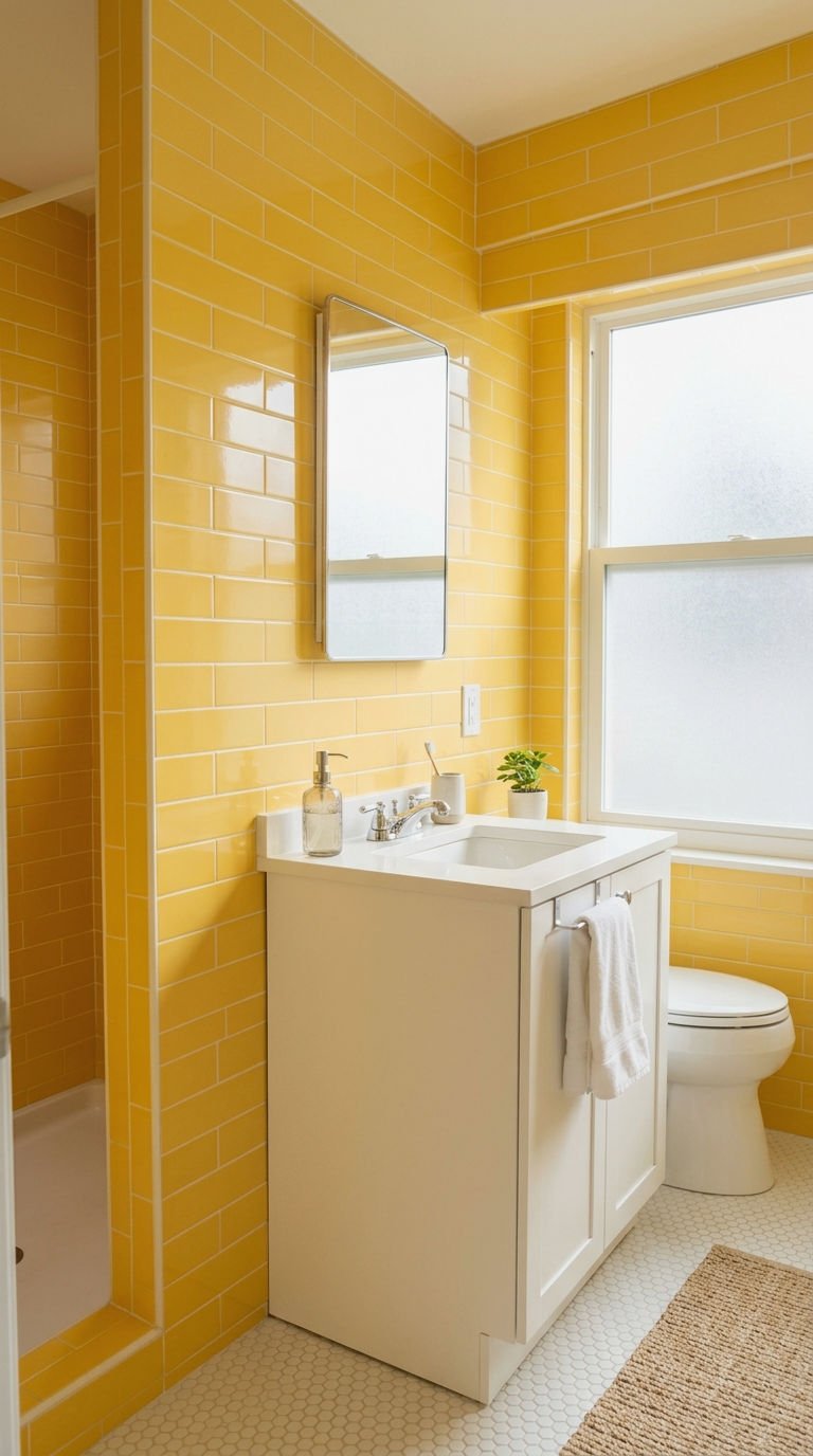 1. Sunny Yellow Subway Tile Walls