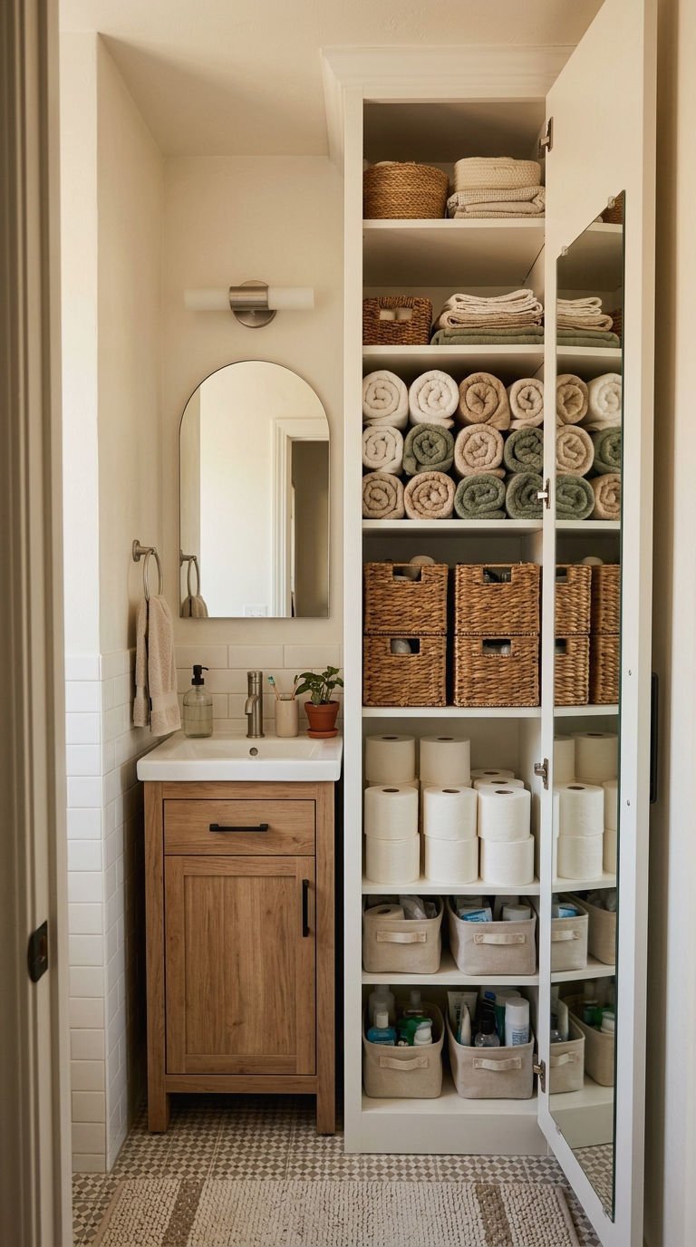 5. Tall Bathroom Cabinet With Mirror Door
