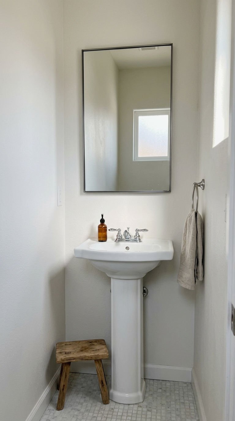 19. Tiny Bathroom Mirror Space Saver