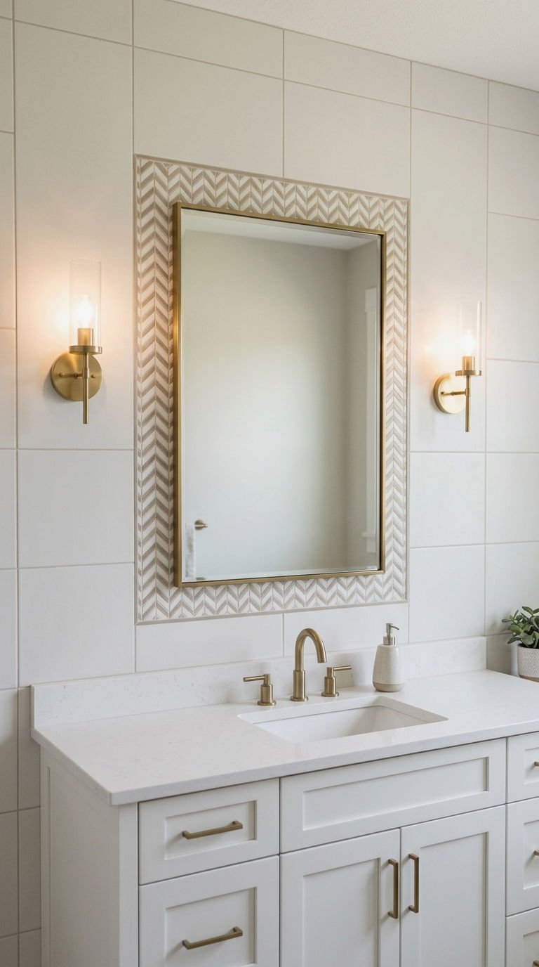 22 Chevron Bathroom Tile Ideas for a Sleek Directional Pattern 16 16. Two Tone Chevron Tile Border