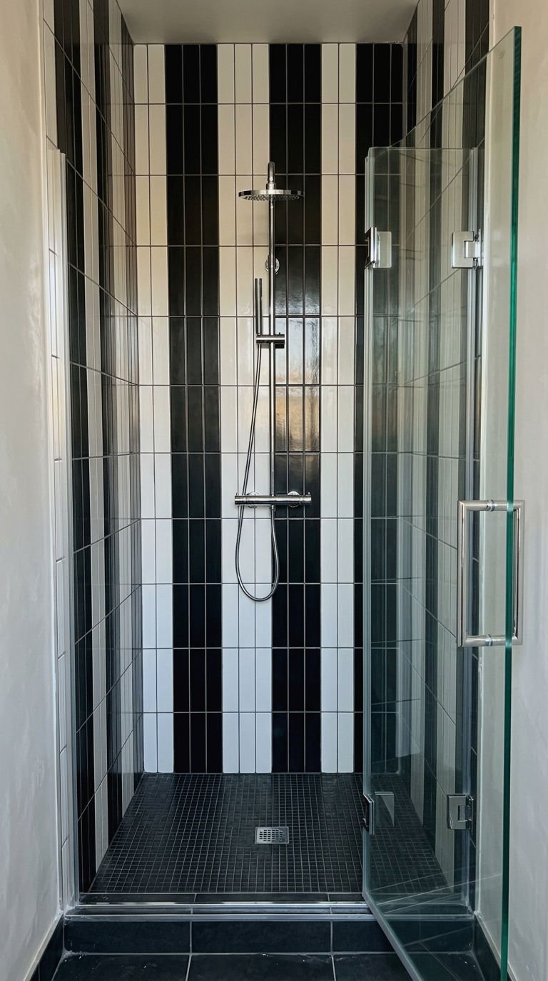 9. Vertical Stacked Tile Shower