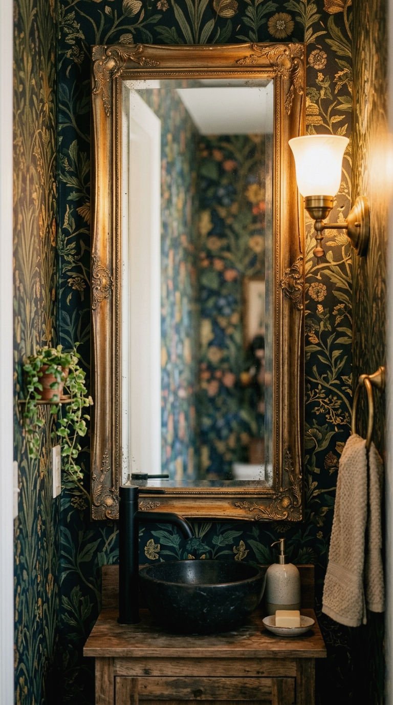 21 Tall Narrow Rectangle Mirror Ideas for a Small Half Bath 21 21. Vintage Inspired Narrow Rectangle Mirror