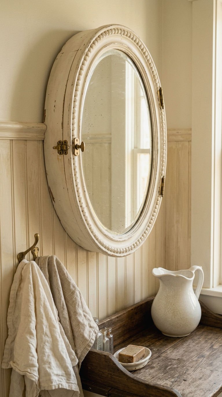 11. Vintage Style Oval Mirror Cabinet