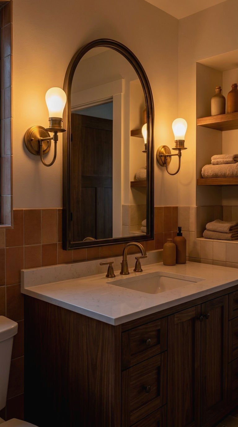 2. Warm Lighting Over Your Boho Vanity