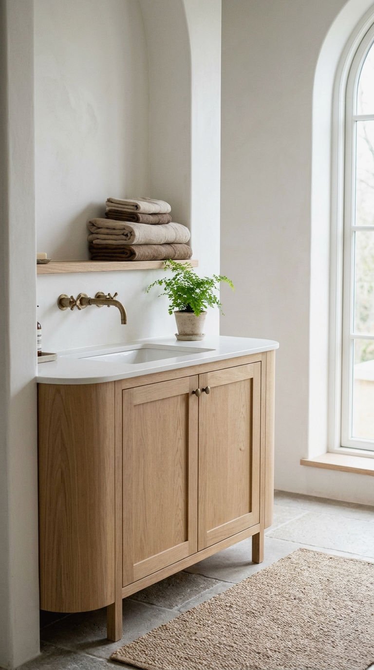 5. Warm Natural Wood Single Sink Vanity