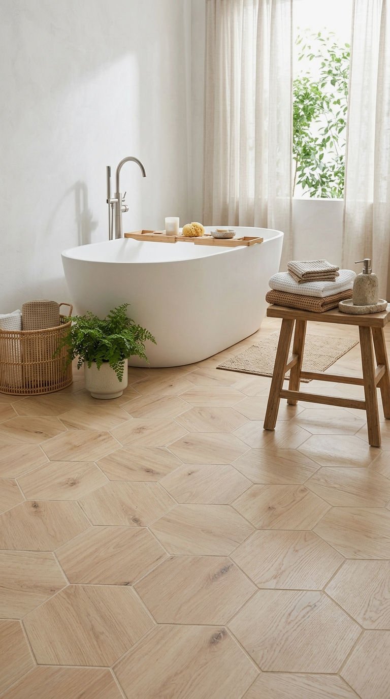 15. Wood Look Hexagon Spa Floor