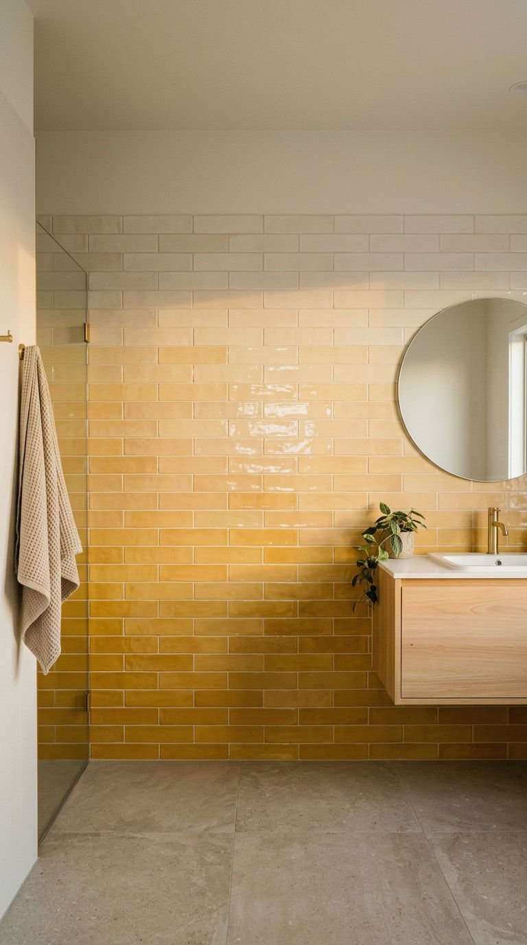 17. Yellow Ombre Gradient Tile Wall