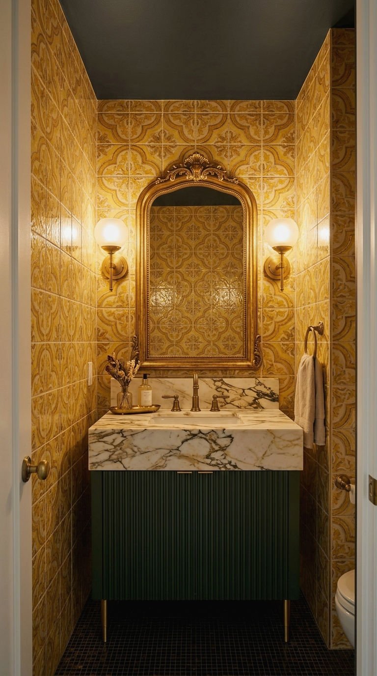 22. Yellow Tile Powder Room Statement