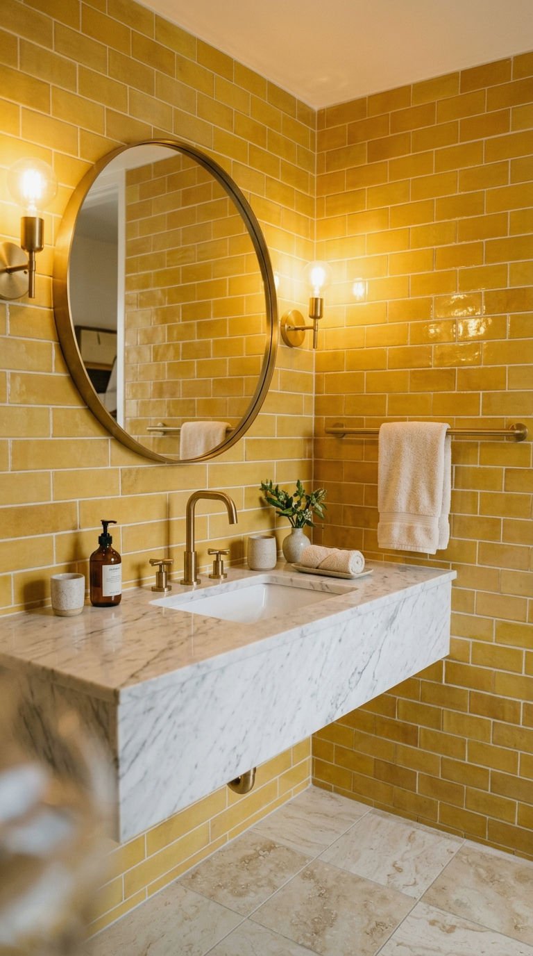13. Yellow Tile with Brass Fixtures